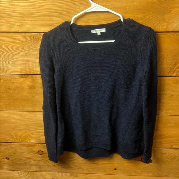 Madewell Womens Knit Sweater Shirt S Blue Long Sleeve Crew Neck Stretch Casual - Picture 1 of 7